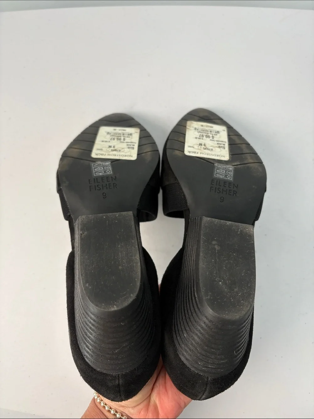 🌪️ Eileen Fisher Hilly suede  Black Pointed D'Orsay Low Heel Flats